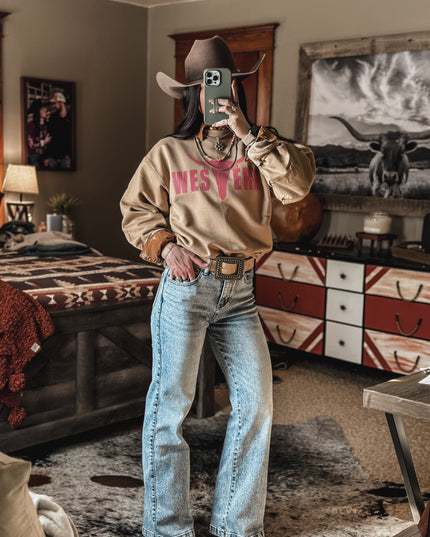 Brand Logo Crew - Dusty Rose/Caramel