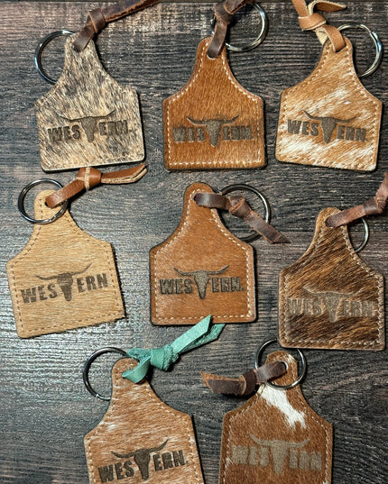Brand Logo Cow Tag Keychain