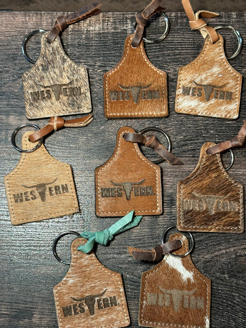 Brand Logo Cow Tag Keychain