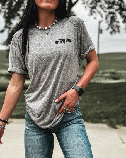 Brand Logo Athletic Tee - Grey