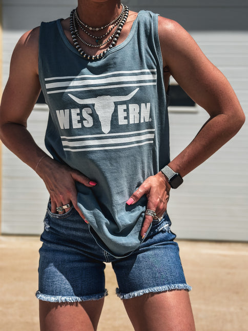 Brand Tank - Washed Denim