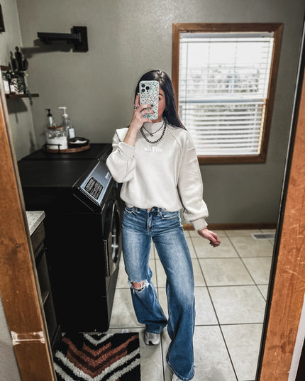 Exposed Mockneck Sweater - Bone Grey