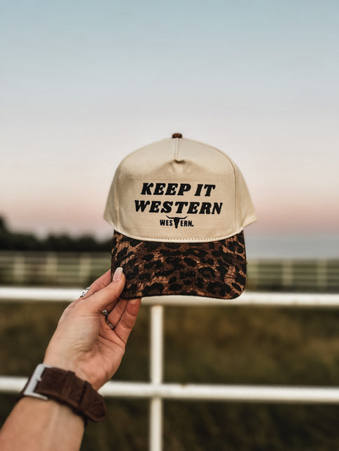Keep It Western Hat - Cheetah/Cream
