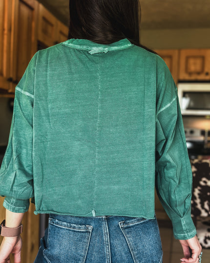 Brand Woods Camo Logo Crop Longlseeve - Jade Green