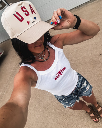 Red Brand Logo Baby Tank - White