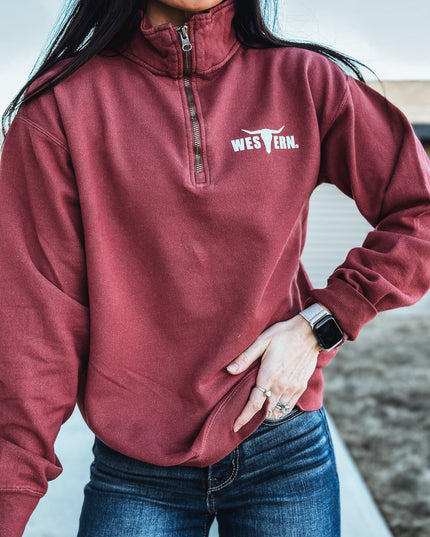 Brand 1/4 Zip Brick Red