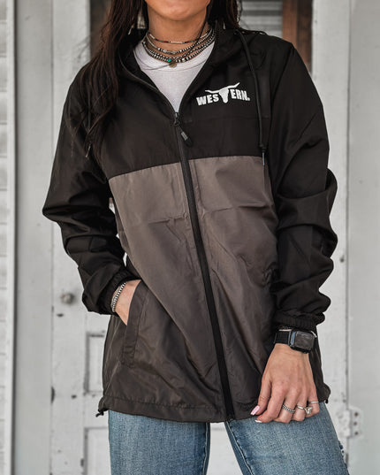 Brand Scuba Windbreaker Full Zip Jacket - Black/Charcoal