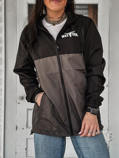 Brand Scuba Windbreaker Full Zip Jacket - Black/Charcoal