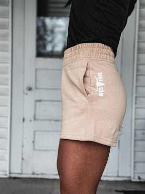 Brand Tri Jogger Shorts - Cream