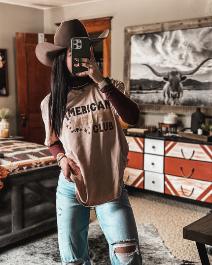 American Western Club Oversized T - Vintage Peach