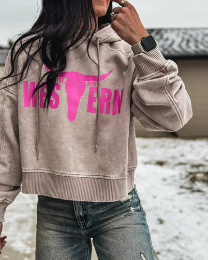 Brand Jersey Hoodie - Pink Logo / Ashy Smoke