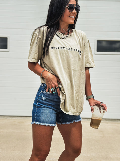 Busy Getting Coffee - Oversized T Khaki