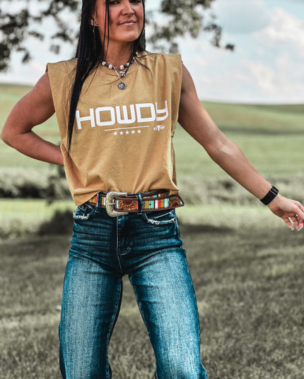 HOWDY Cap Sleeve Tank - Tan