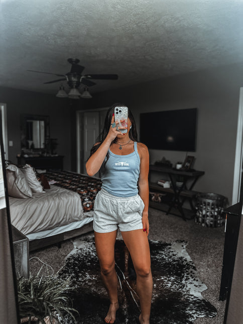 Brand Logo Spaghetti Strap Tank - Cloud Blue