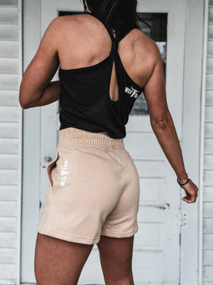 Brand Tri Jogger Shorts - Cream