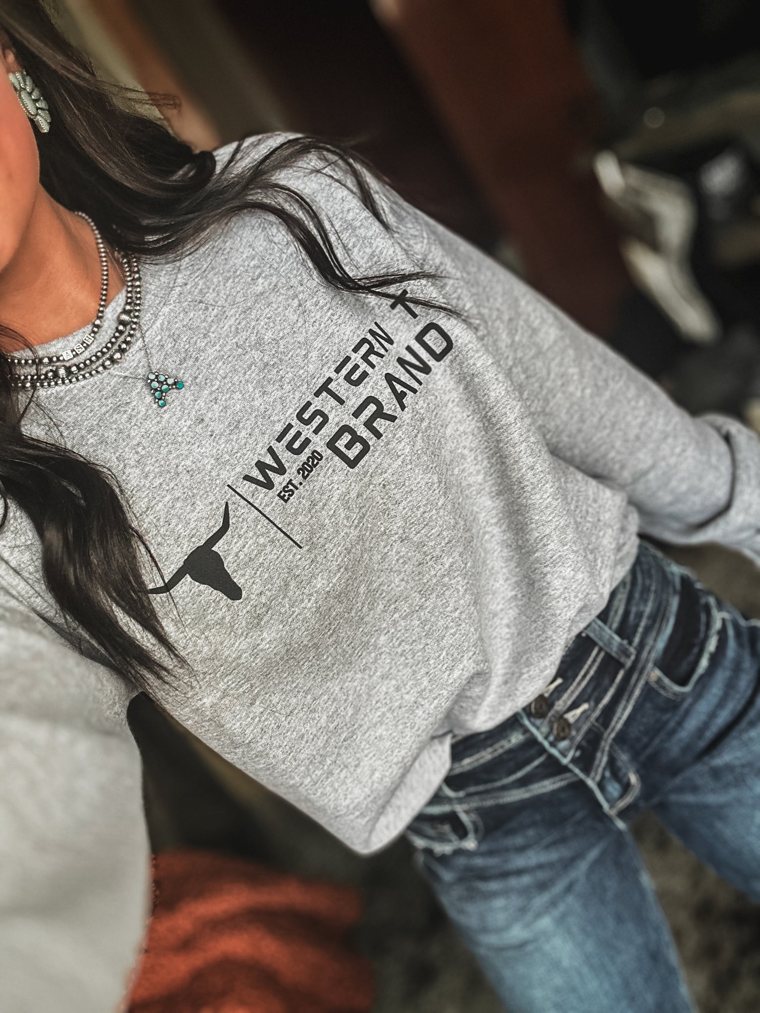 Western T Brand | Logo Crew - Grey/Black