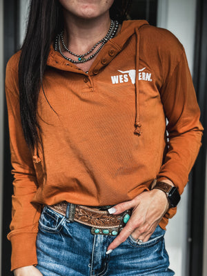 Brand Ridge Button Hoodie - Amber