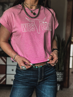 Brand Charleston Crop Tee - Heather Pink