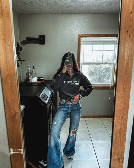 Western T Brand | Logo 1/4 Zip - Charcoal