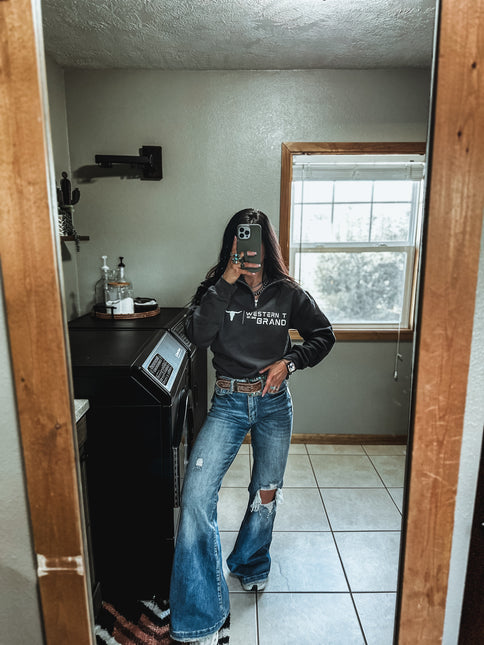 Western T Brand | Logo 1/4 Zip - Charcoal