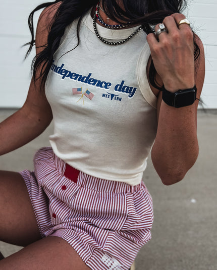 Independence Day Racer Tank - Bone