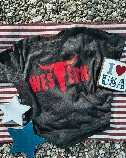 Brand Logo T Toddler -Red/Charcoal Stars