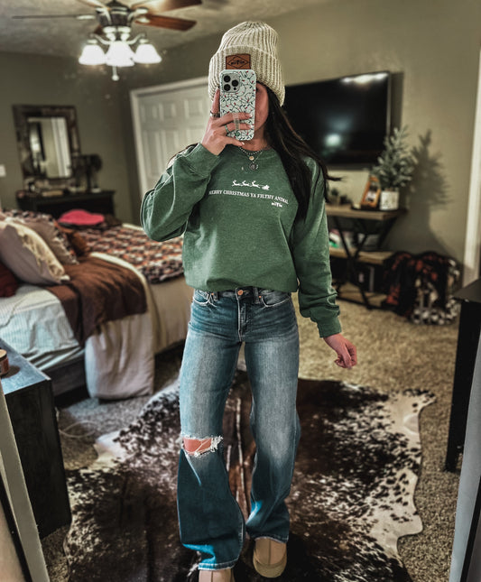 Filthy Animal Crew - Heather Olive Green