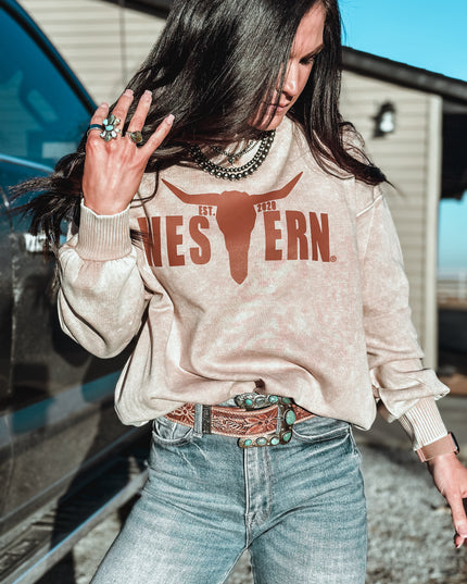 Women's Soft Crew - Light Brown Logo / Marble