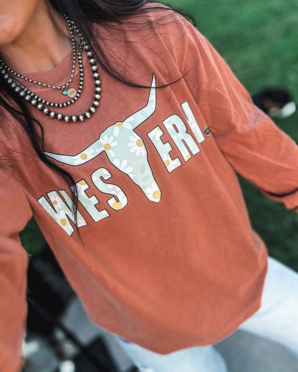 Brand Logo Daisies - Pumpkin Longsleeve