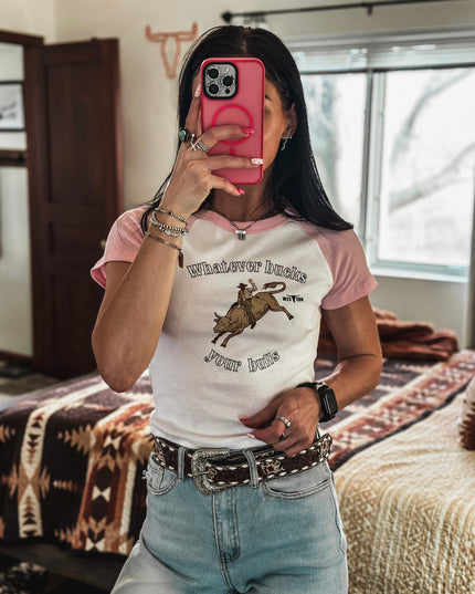 Bucks Your Bulls Cropped Carolina Tee - Pink
