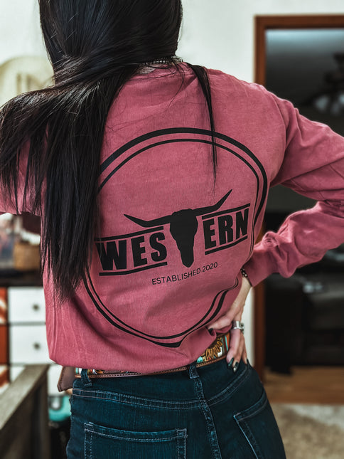 Brand Longsleeve Pocket T - Brick