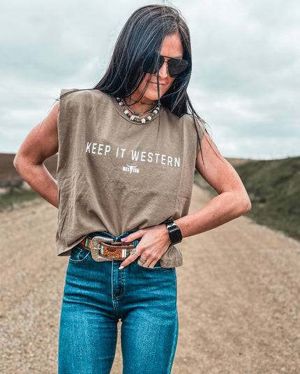 Keep It Western Cap Sleeve Tank - Mocha