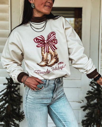 Howdy Holidays Crew - Natural Cream