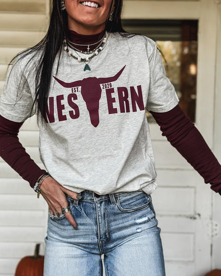 Brand Logo T - Oatmeal/Maroon