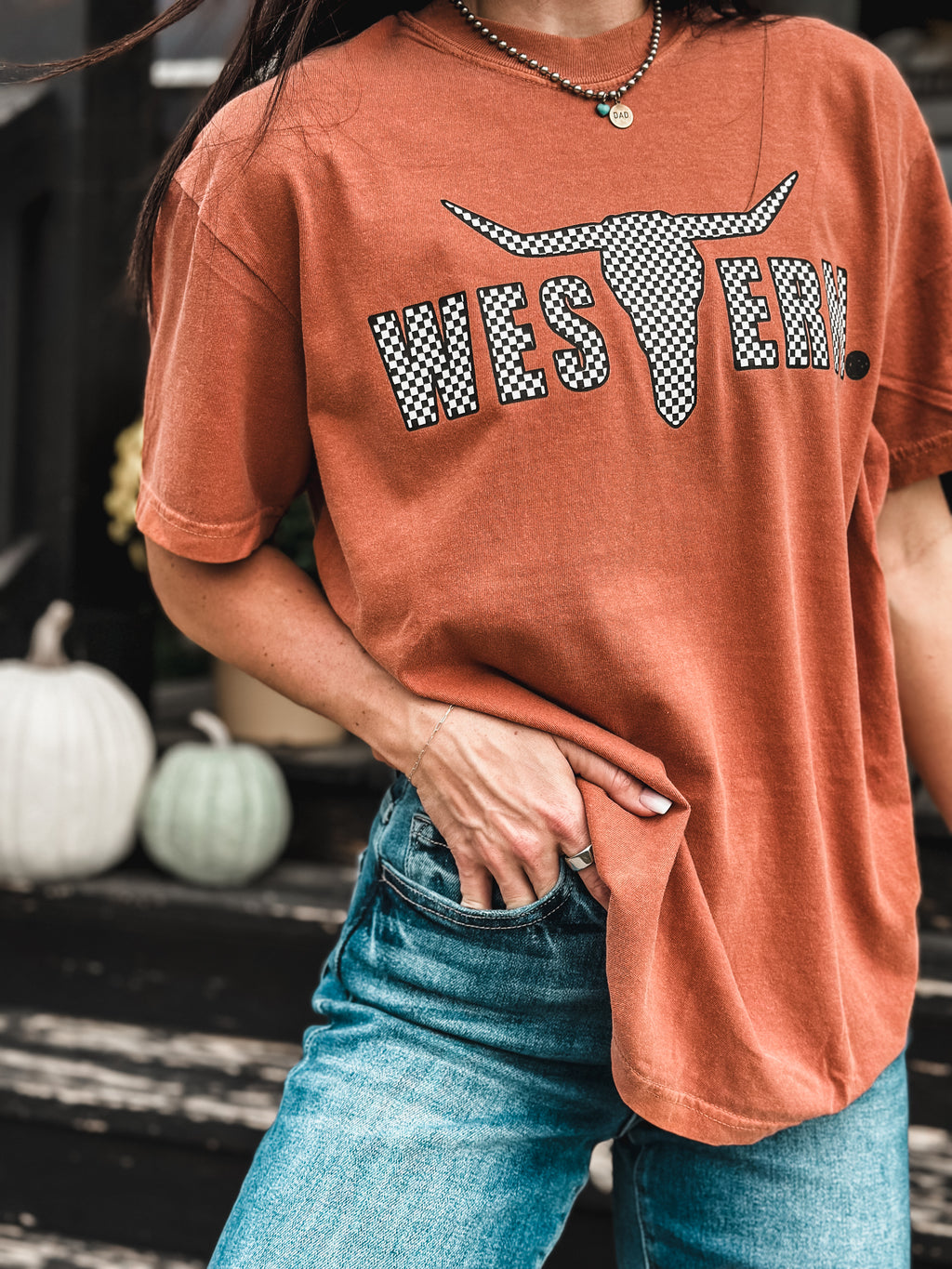Brand Checkers T - Pumpkin
