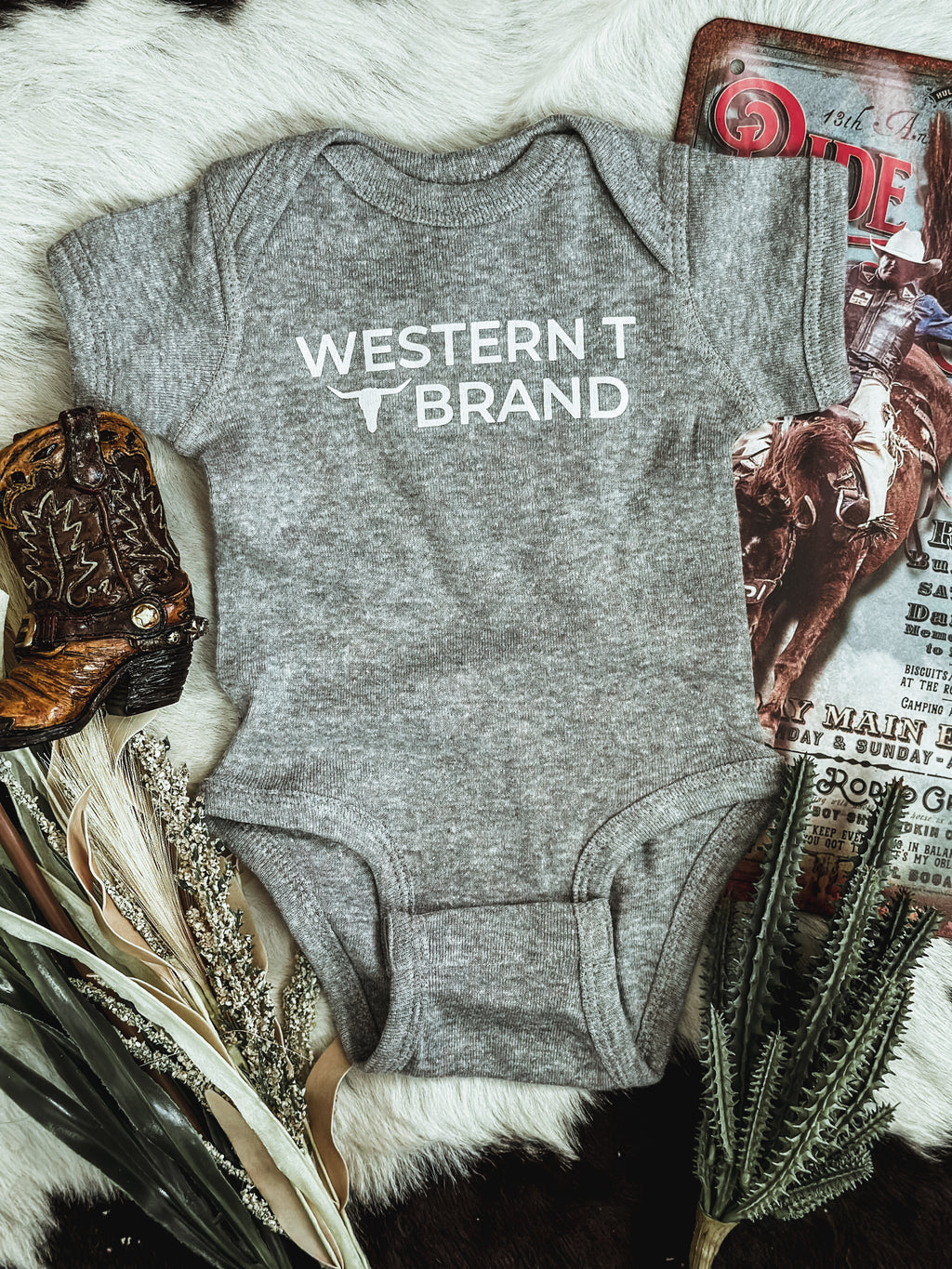 Western T Brand Onesie - Grey