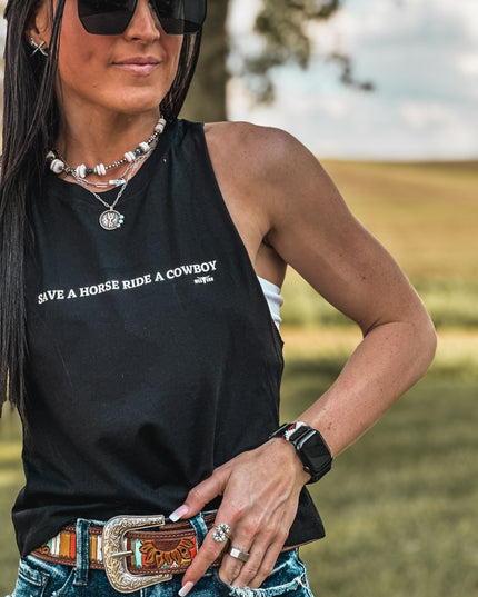 Save a Horse Cropped Tank - Black
