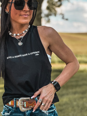 Save a Horse Cropped Tank - Black