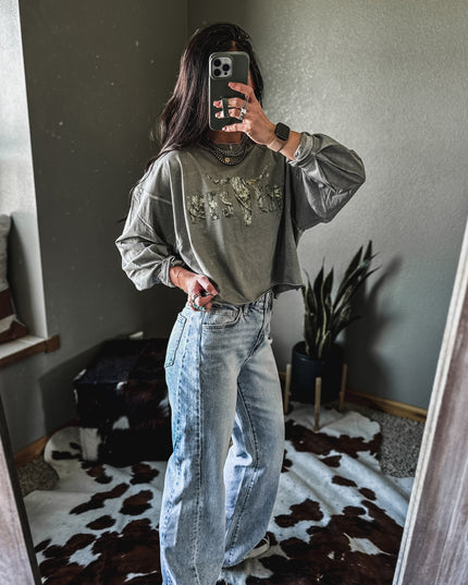 Brand Woods Camo Logo - Crop Longsleeve