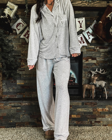 Brand Sleepover Pant PJ Set - Grey