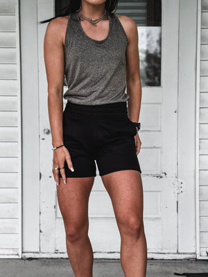 Brand Tri Jogger Shorts - Black