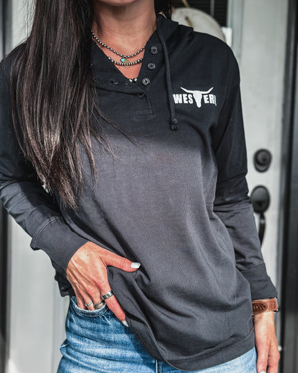 Brand Ridge Button Hoodie - Deep Navy