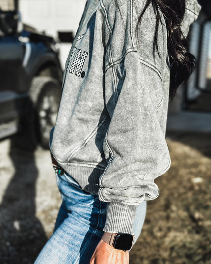 Brand Jersey Hoodie - Sage Blue/Checkers