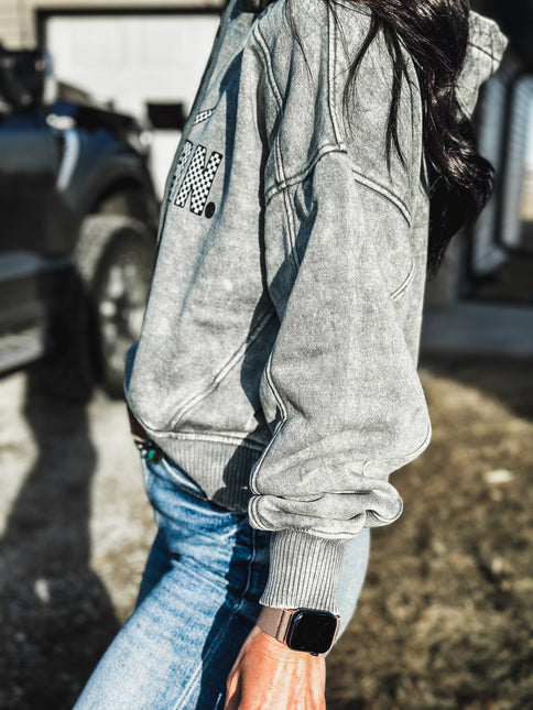 Brand Jersey Hoodie - Sage Blue/Checkers