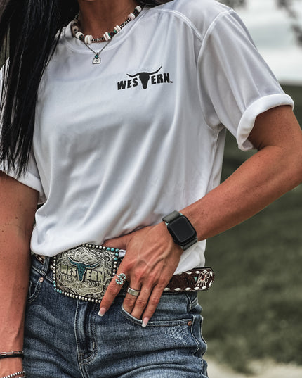 Brand Logo Athletic Tee - White