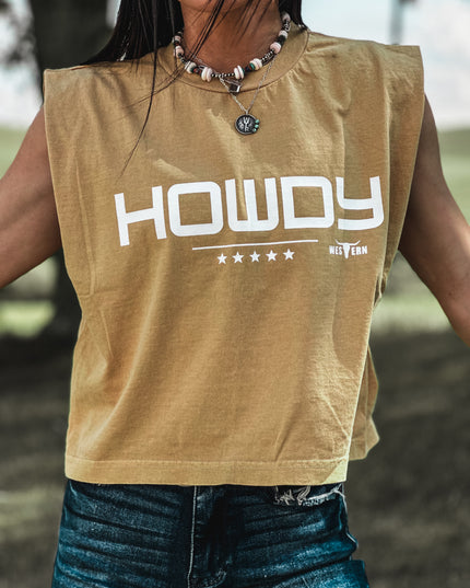 HOWDY Cap Sleeve Tank - Tan
