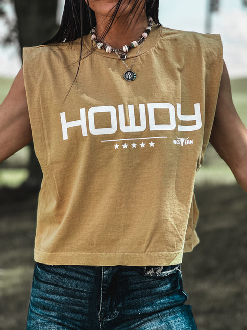 HOWDY Cap Sleeve Tank - Tan
