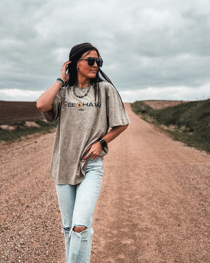 Yeehaw Rodeo Oversized Tee - Smoke Grey