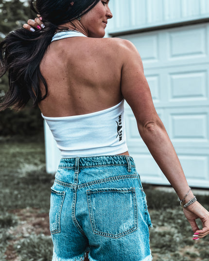 Brand Dolly Halter Top - White