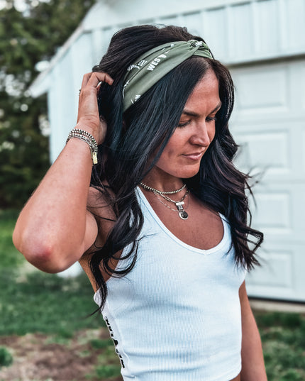 Brand Twist Headband - Olive Green